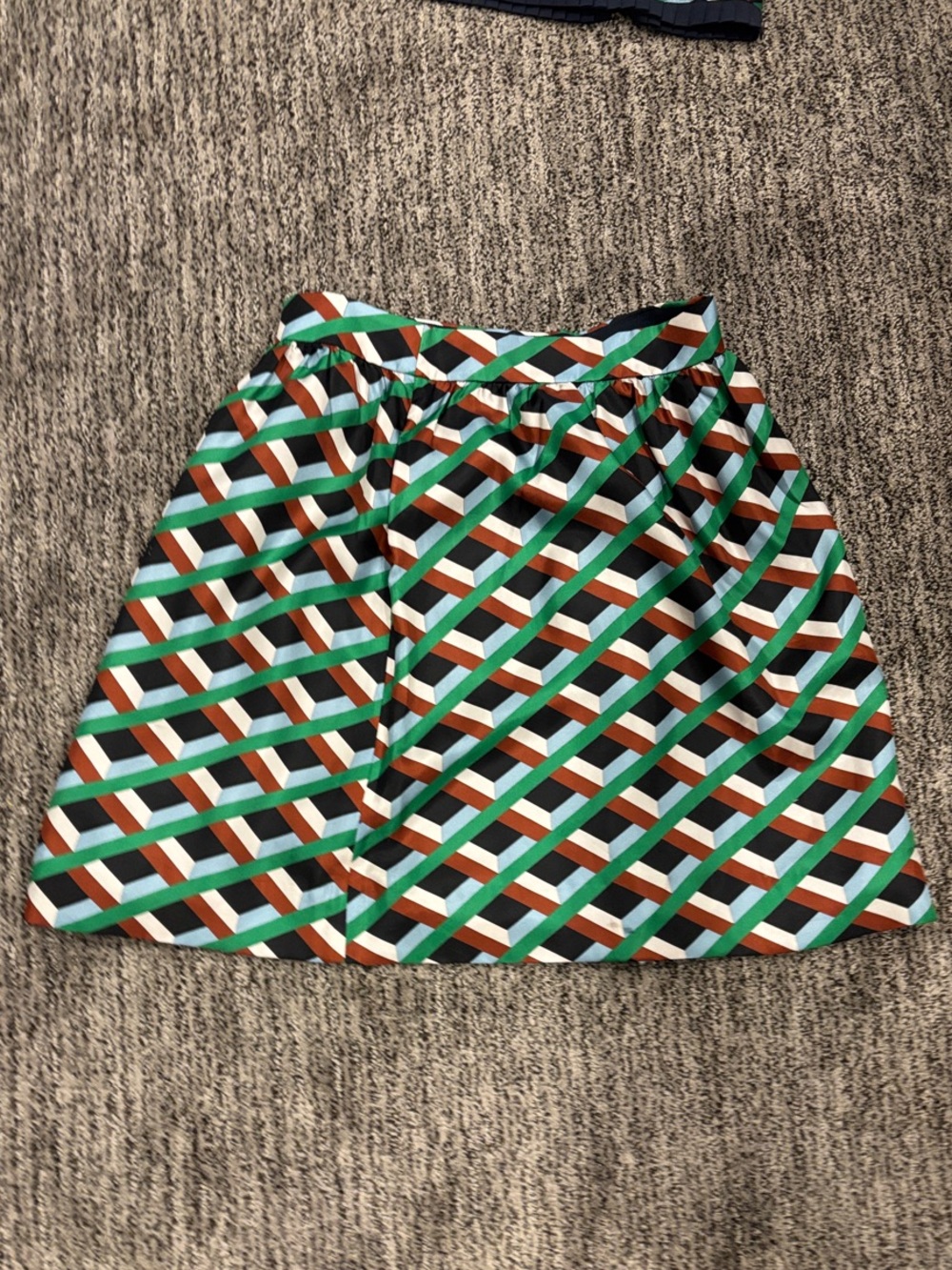 J crew Geometric Print A-Line Skirt in Green, Black, White & Brown